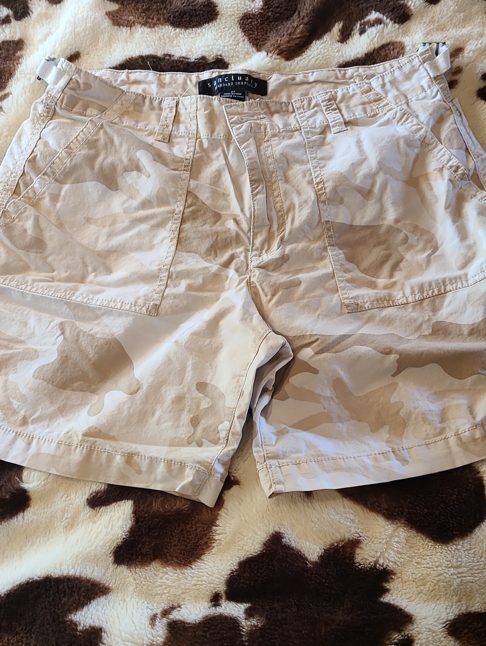 Sanctuary Neutral Camo Utility Shorts